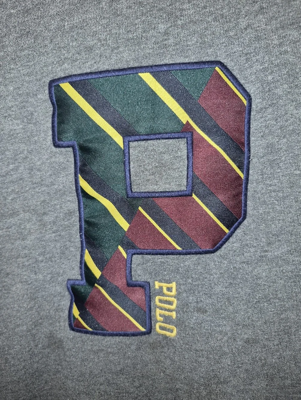 Polo by Ralph Lauren Gray Crewneck Sweatshirt with Striped 'P' Patch